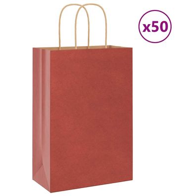 vidaXL Papiertragetaschen 50 Stk. mit Henkeln Rot 21x11x31 cm