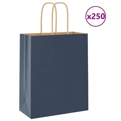 vidaXL Papiertragetaschen 250 Stk. mit Henkeln Blau 18x8x22 cm
