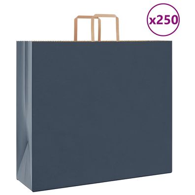 vidaXL Papiertragetaschen 250 Stk. mit Henkeln Blau 54x15x49 cm