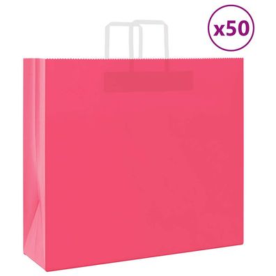 vidaXL Papiertragetaschen 50 Stk. mit Henkeln Rosa 54x15x49 cm