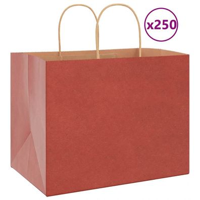 vidaXL Papiertragetaschen 250 Stk. mit Henkeln Rot 32x22x24 cm