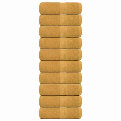 vidaXL Seiftücher 10 Stk. Golden 30x30 cm 360 g/m² 100% Baumwolle