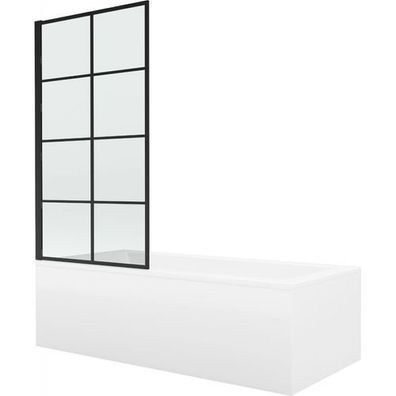 Mexen Cubik Rechteckbadewanne 160x70 cm mit Duschabtrennung, Schwarzes Design