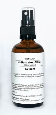 Kolloidales Silber, 50 ppm, hochreine Premiumqualität, 100 ml in Sprühflasche