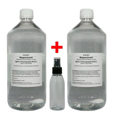 Sparpack Magnesiumöl. 2 Flaschen à 1000 ml plus Sprühfläschchen