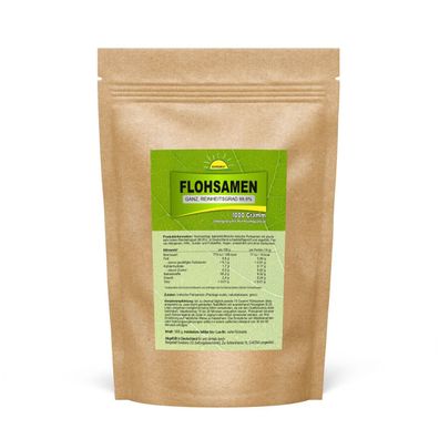 Flohsamen (ganz), Premiumqualität mit besonders hoher Reinheit (99,91%), 1 kg