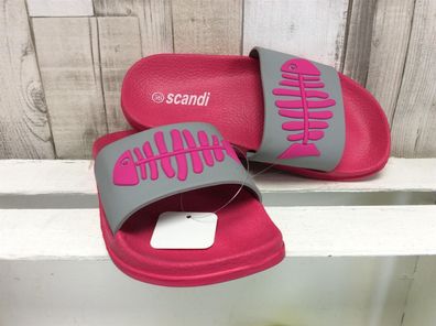 Scandi Damen Bade-Pantolette pink-grau