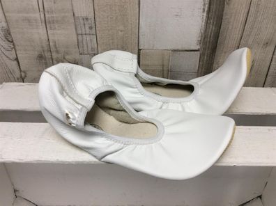 LICO Gymnastik Schuh weiß Leder Gummizug Ballettschuhe Tanzschuhe Turnslipper