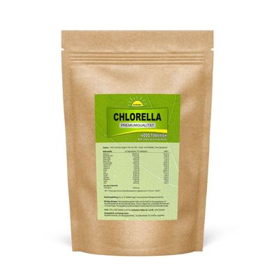 Chlorella. Vorrats-/Nachfüllpack (4000 Tabletten à 250 mg), 1 kg, ohne Zusätze