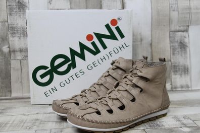 Gemini durchbrochener Damen Knöchelschuh beige mit Reißverschluss und Gummisenkel