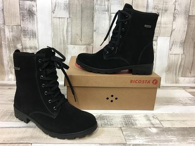 Ricosta Mädchen Stiefelette schwarz, Schnürung und Reißverschluß