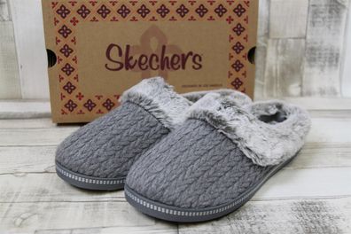 Skechers Damen Hauspantoffel grau mit Plüschrand