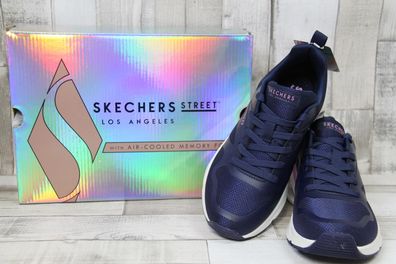 Skechers Damen Schnürschuh dunkelblau, zum Teil durchsichtige Laufsohle