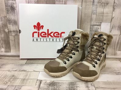 Rieker Damen Schnür-Boots beige-hellbeige