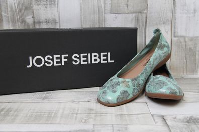 Josef Seibel Damen Ballerina Fenja 01 türkis mit grauen Blüten