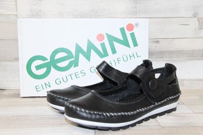 Gemini Damen Ballerina schwarz mit Klettverschluss