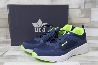 LICO Burschen Sportschuh dunkelblau/Lemon mit weißer Sohle und Gummisenkel