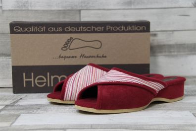 Helmut Trunte Damen Pantolette Zehen offen 3 cm bordo mit Streifen abgesetzt