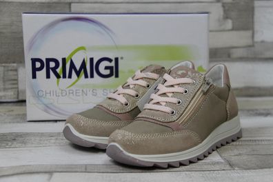 Primigi Mädchen Schnürschuh beige-rosa mit seitlichem Reißverschluss