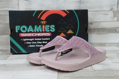 Skechers Foamies Damen Zehenstegpantolette rosa mit Glitzersteinen