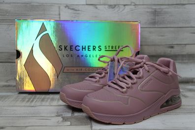 Skechers Street Damen Schnürschuh mit Sichtfenster in der Laufsohle rosa