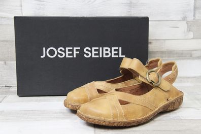 Josef Seibel Damen Sandale Rosalie 49 hellbraun, Zehengeschlossen mit Klettverschluss