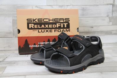 Skechers Herren Sandale schwarz-dunkelgrau mit drei Klettverschlüssen