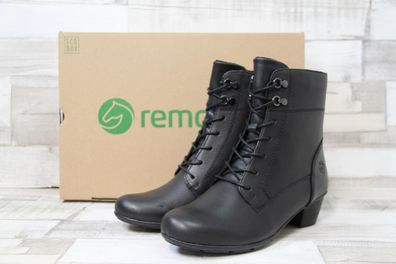 Remonte Damen Stiefelette schwarz mit seitlichem Reißverschluss, 3 cm Absatzhöhe