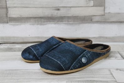 Trunte flache Damenpantoffel mit gummierter Sohle jeansblau