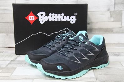 Brütting Sportschuh blau/schwarz zum Schnüren mit türkisfarbener Laufsohle