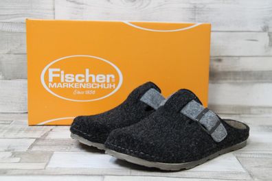 Fischer Herren Filzpantoffel flexible Sohle dunkelgrau hellgrau abgesetzt