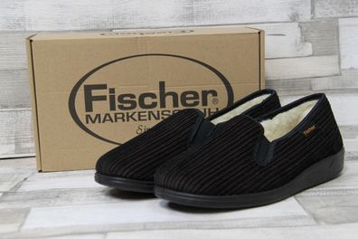 Fischer warmer Herrenhausschuh dunkelbraun gestreift