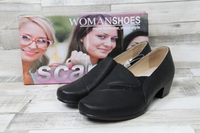 Scandi Pumps schwarz mit kleinem Absatz, Hochfrontpumps