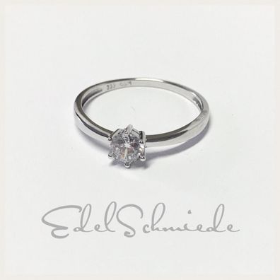 Weißgoldring 333/- poliert mit Zirkonia weiß #60