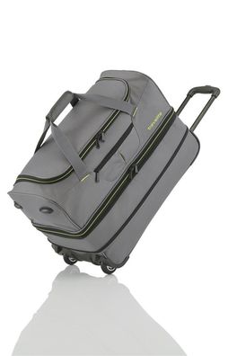 große Travelite Basics Trolley-Reisetasche L 70cm, mit Dehnfalte, grau/grün