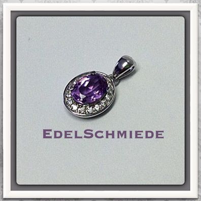 Edelschmiede925 Kettenanhänger 925 Silber rhod. mit Zirk in lila