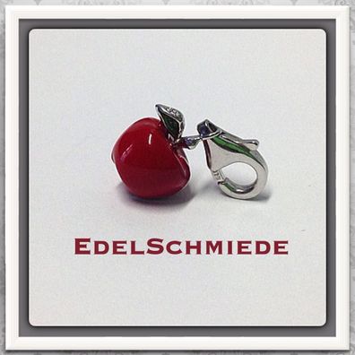 roter Apfel als Charm Anhänger Silber 925