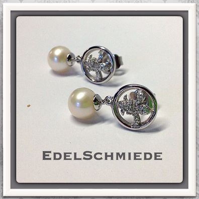 Edelschmiede925 Ohrringe mit echten Perlen als Pendel 925/- Silber