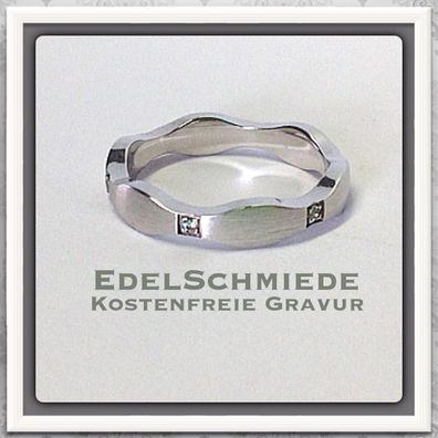 Edelschmiede925 Silberring mit geschwungener Schiene 925 Zirk rhod