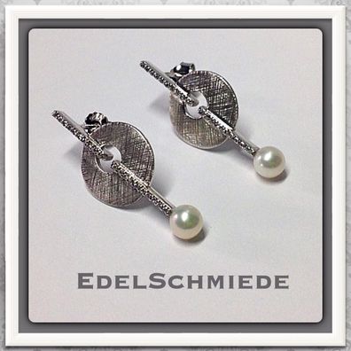 Edelschmiede925 Ohrstecker 925/- rhod. mit echter Zuchtperle