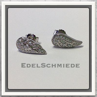 Edelschmiede925 Ohrstecker 925 Engelsflügel mit Zirkonia rhod