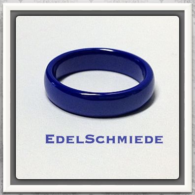 Edelschmiede925 Keramik Ring halbrund blau 5 mm Ringgröße 56