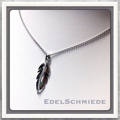 Edelschmiede925 Feder aus 925/- Silber mit Zirkonia, inkl. Kette