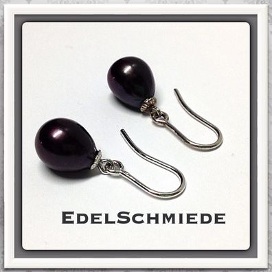 Edelschmiede925 Ohrhänger 585/- Weißgold mit schwarzer Zuchtperle