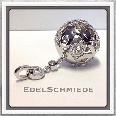 Edelschmiede925 große Kugel als Anhänger 925 Silber mit Zirkonias