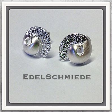 Edelschmiede925 Ohrstecker 925 Silber teilw mattiert + Struktur