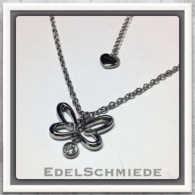 Edelschmiede925 Halskette aus Edelstahl mit Schmetterling und Zirk