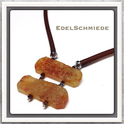 Edelschmiede925 Kautschukcollier mit Carneol und Hämatit 48 cm