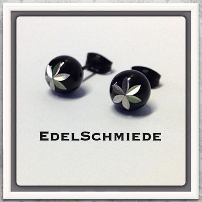 Edelschmiede925 Edelstahl Ohrstecker Kugel schwarz mit Schliff