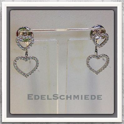 Edelschmiede925 moderne Ohrstecker 925 Silber rhod Zirkonia Herz